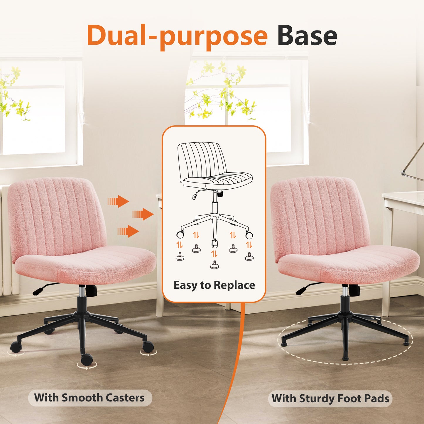 The Enchanted Essence Cross Legged Office Desk Vanity Chair Velvet Pink Cushioned Glam For All Day Comfort