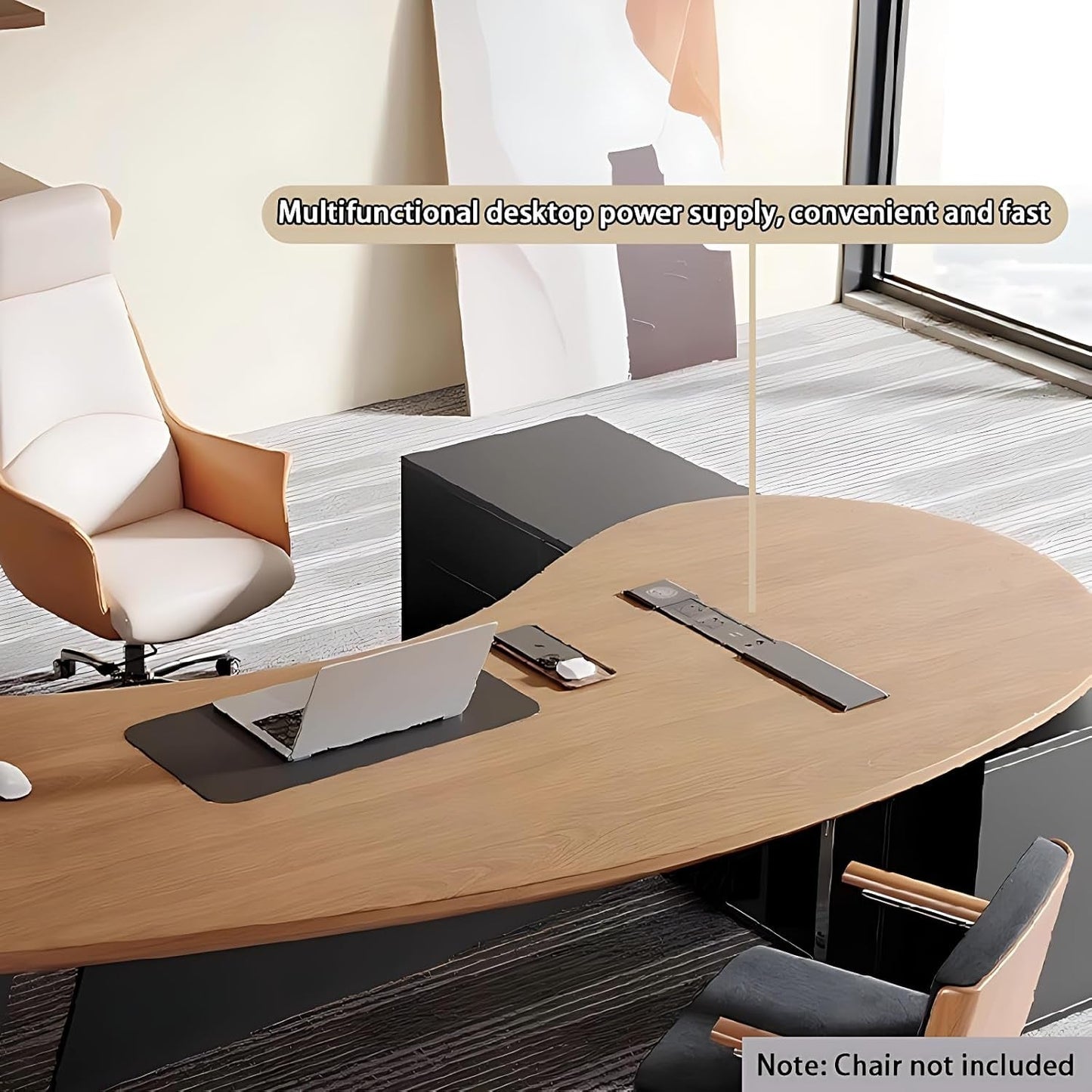 Spacious L Shaped Executive Desk With Side Storage System