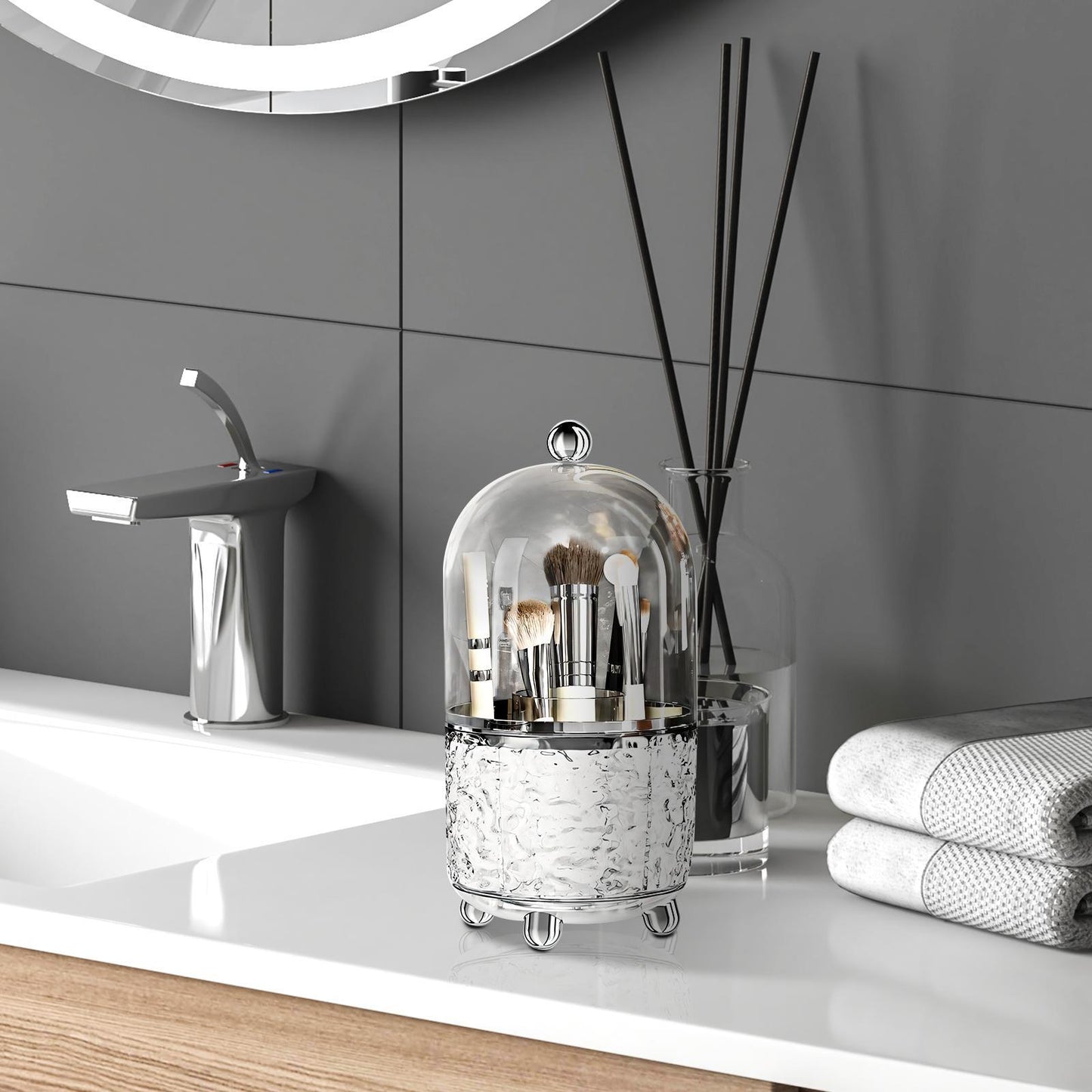 Large Capacity Vanity Makeup Brush Storage Rack Organizer