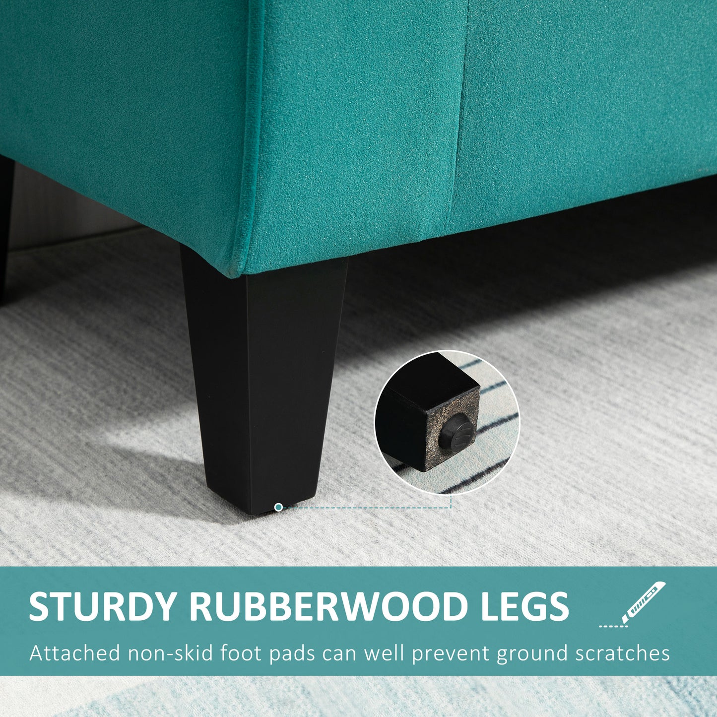 Button-Tufted Storage Ottoman Bench, Upholstered Bench with Rolled Armrests for Living Room or Hallway, Green