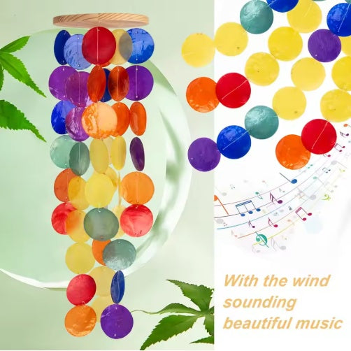 Wind Chimes For Outside Handcrafted Rainbow Capiz Shells Coastal Outdoor Decor For Garden