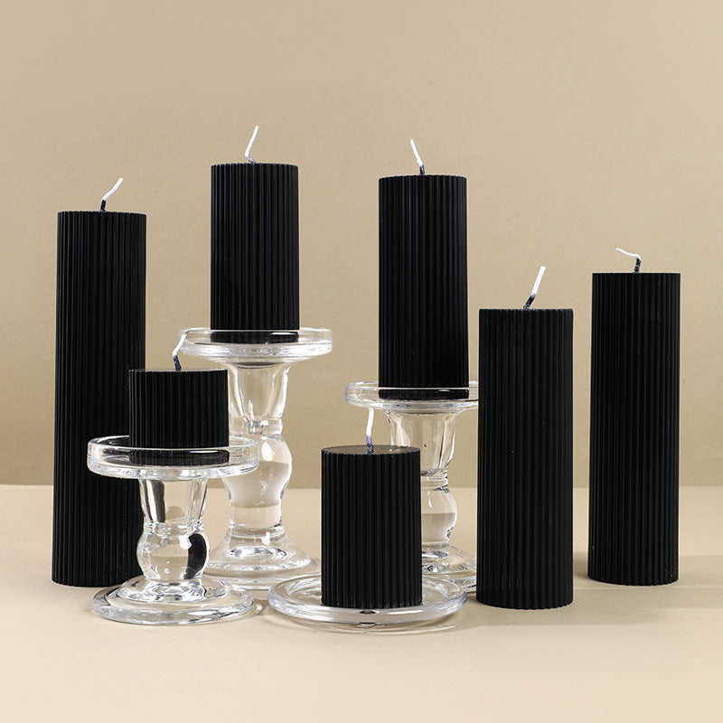 Elegant Black Cylinder Aromatherapy Soy Candles Handmade