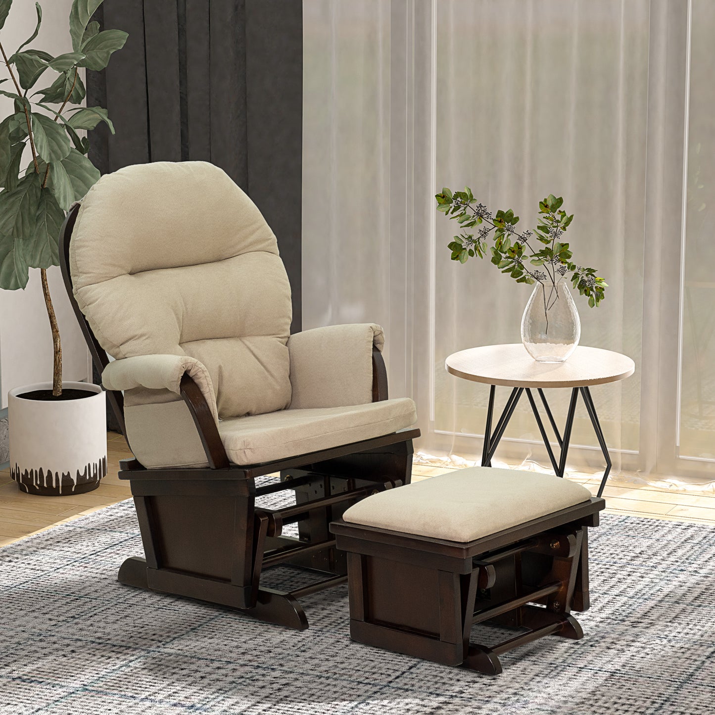 Nursery Glider Rocking Chair with Ottoman