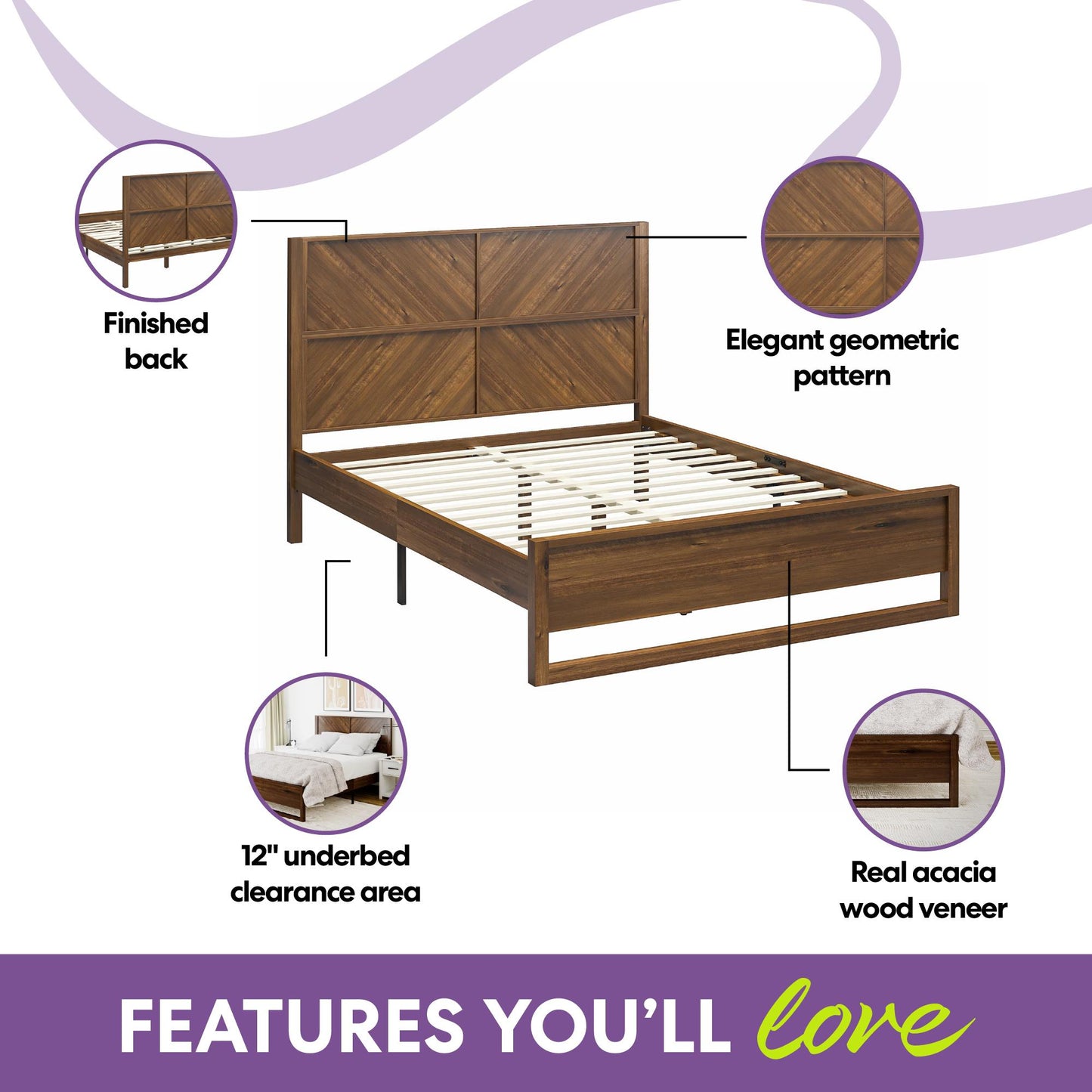 Archer Wood Bed Frame With Headboard