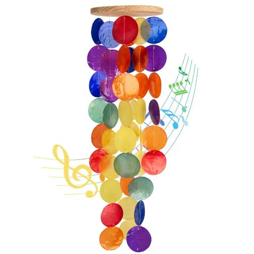 Wind Chimes For Outside Handcrafted Rainbow Capiz Shells Coastal Outdoor Decor For Garden