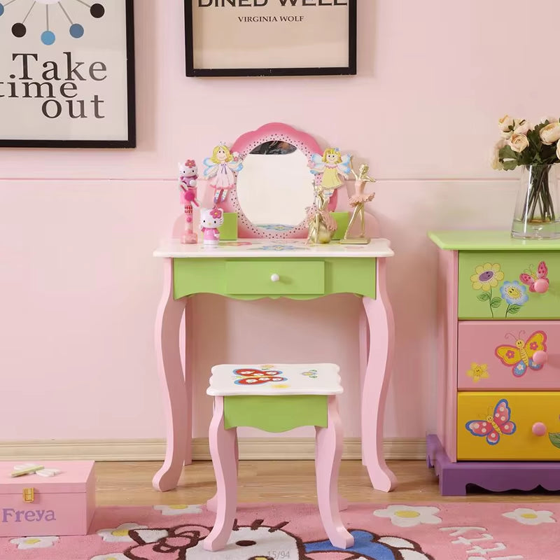The Enchanted Essence Princess Vanity Table For Kids - Eco Friendly Wood With Mirror