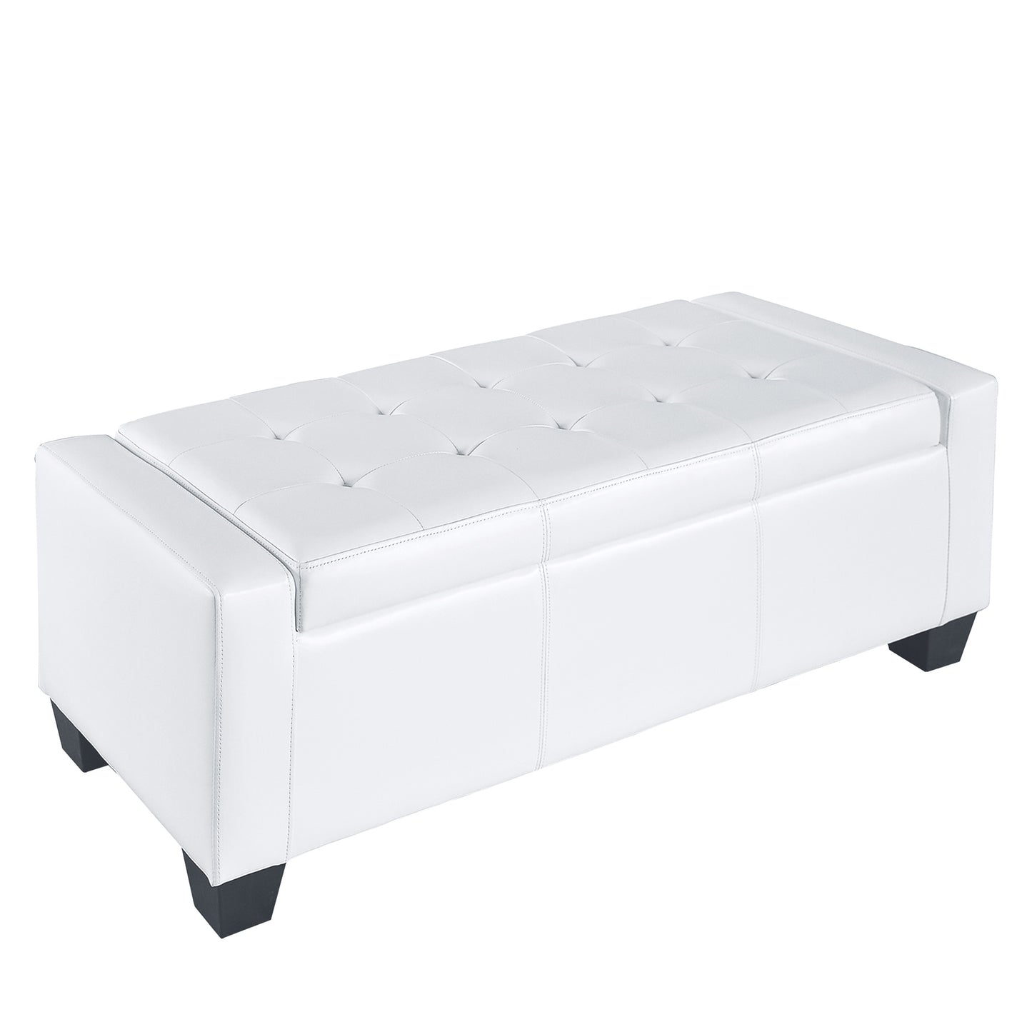 50.5" Faux Leather Rectangular Tufted Storage Ottoman for Living Room, Entryway, or Bedroom, White