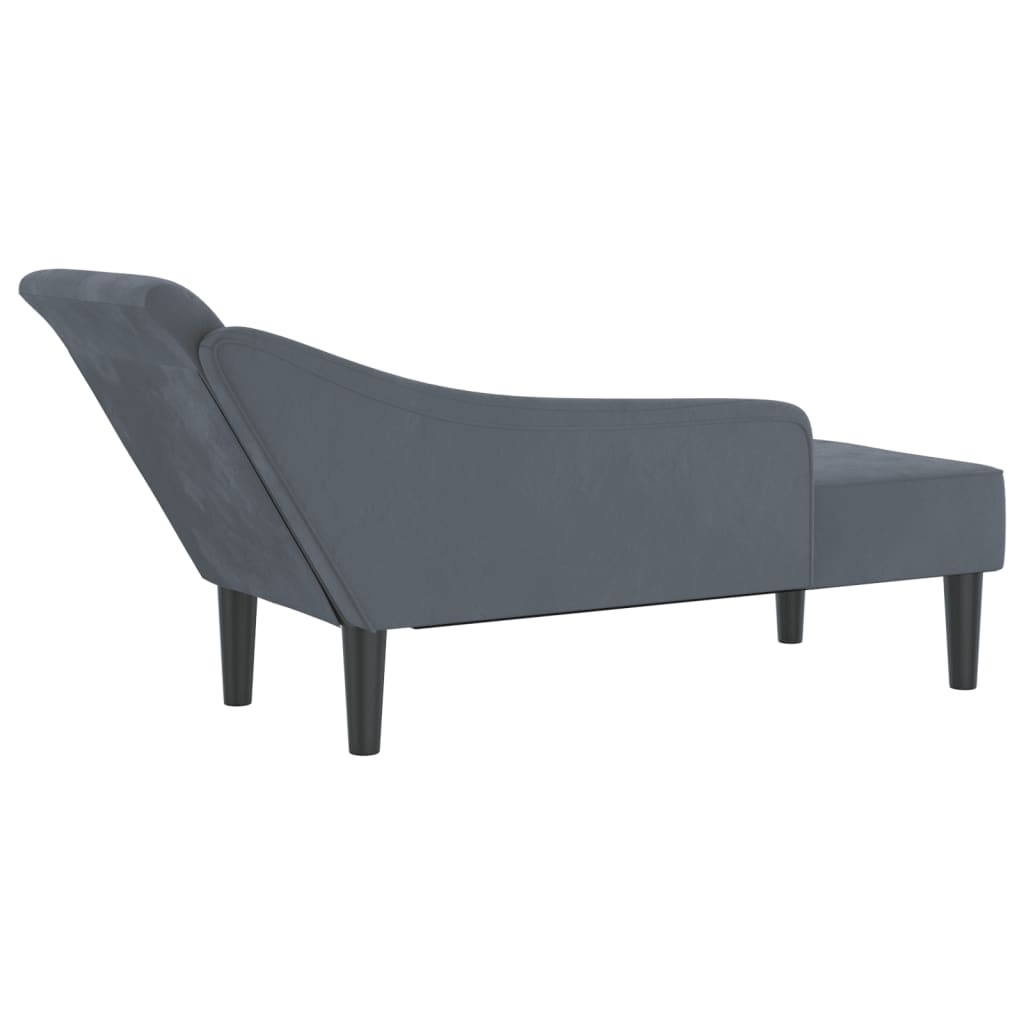 Chaise longue with cushions in velvet