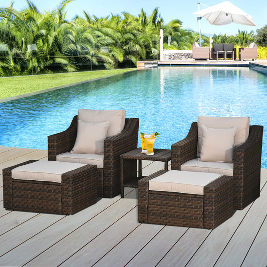 5Pc Patio Furniture Set - Opulent Balcony Bliss For Small Spaces